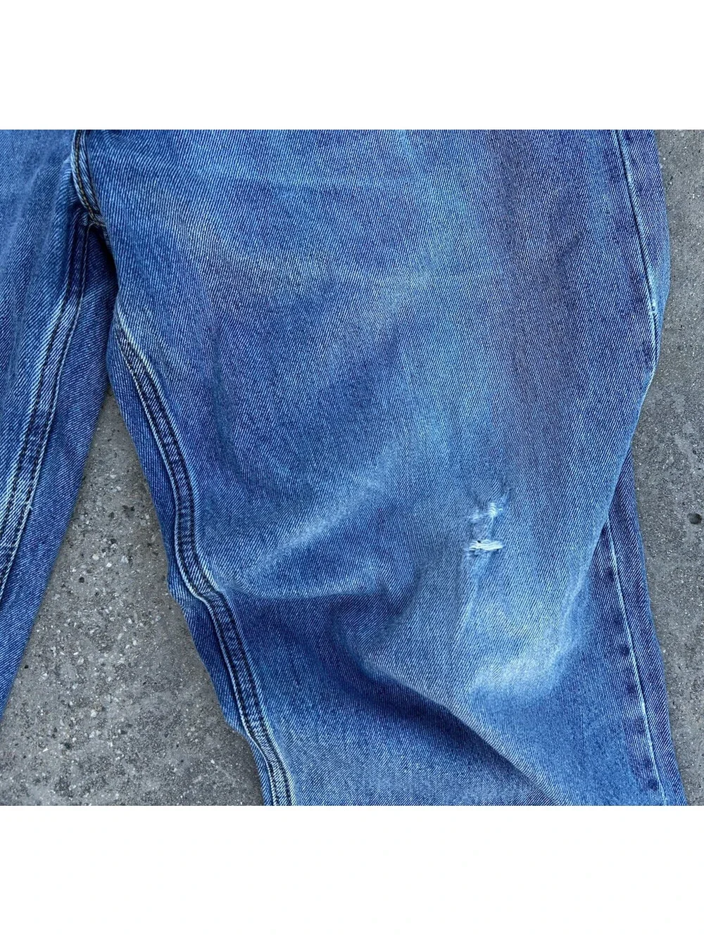 Levis 550 Denim Blue Jens Light Wash Thigh Fade Button Zip Distressed 38Wx36L